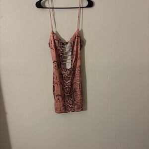 Chic Snake Print Strappy Dress